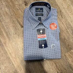 Stafford Men's Light Blue Patterned Dress Shirt